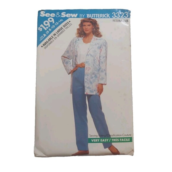 See & Sew Butterick 3323 Very Easy Vintage Women's Jacket Sewing Pattern Uncut - Picture 1 of 7